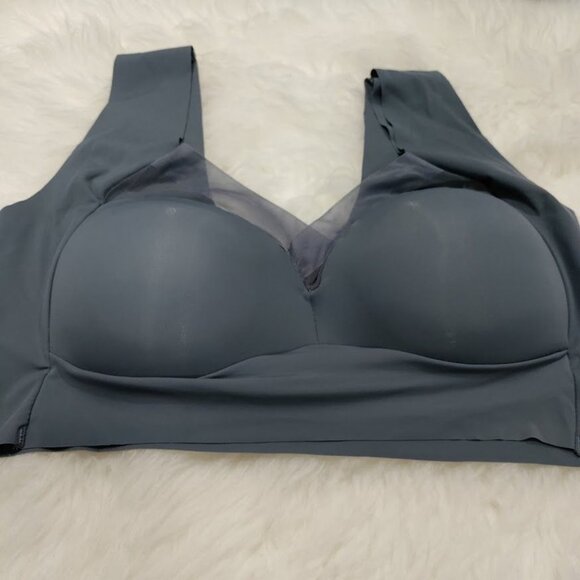 NWOT Comfort Wirefree Back Coverage Seamless Bra Push Up Sports Bras Gray XXL - Picture 4 of 6